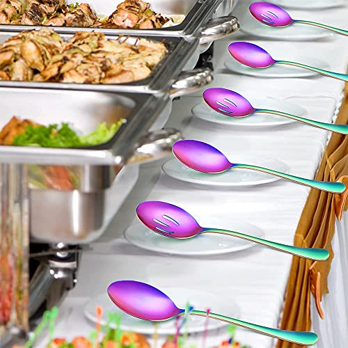 Cucharas para servir buffet y cenas familiares con diseño de arcoíris moderno 7