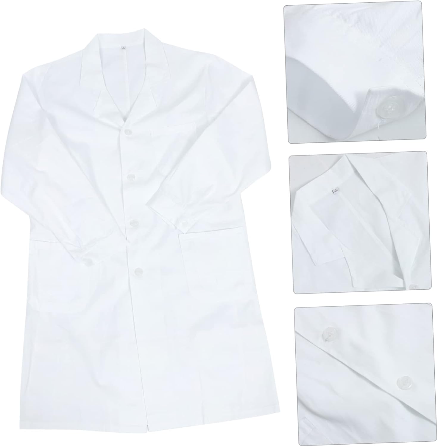 PRETYZOOM Long Sleeve White Doctor Coat Simple Laboratory Uniform for Hospitals Pharmacies and Schools Easy to Wear Protective Lab Coat with Classic Suit Collar and Buttons