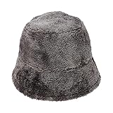  Bigood Chapeau Bob Femme Homme Chapeau de Pêcheur en Peluche Chaude d\'hiver Fausse Fourure #A Gris foncé