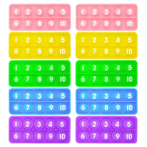 Anemeeoke Ten Frame Popper, Math Fidget Sensory Toys, Ten-Frame Counting Toy, Educational Toy for Kids, Classroom Group Learning Activities for Toddler(Pack of 10)