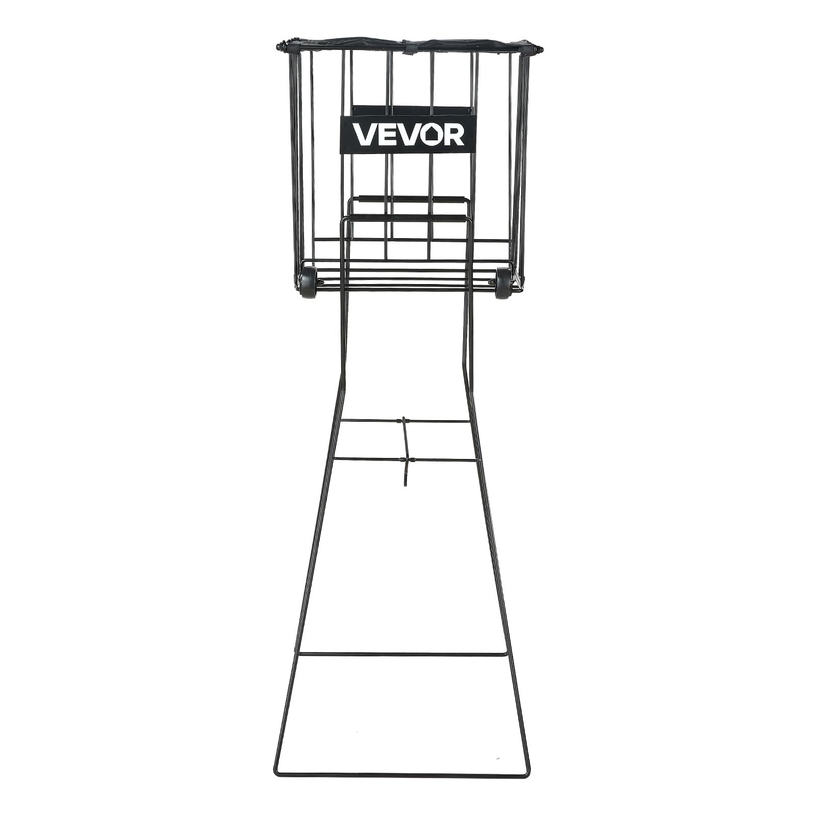 VEVOR Recogepelotas de Tenis con Ruedas y Mango, Capacidad para 75 Pelotas o 52 Pickleball, Cesta Portátil de Tenis con Soporte, Altura Ergonómica, Carro de Acero para Entrenamiento y Almacenamiento