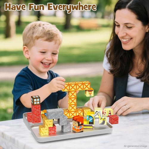 Image of Magnetic Building Blocks for Kids, STEM Engineering Travel Toys with Portable Iron Box, Educational Construction Set for Toddlers Ages 3-8(35 Piece)