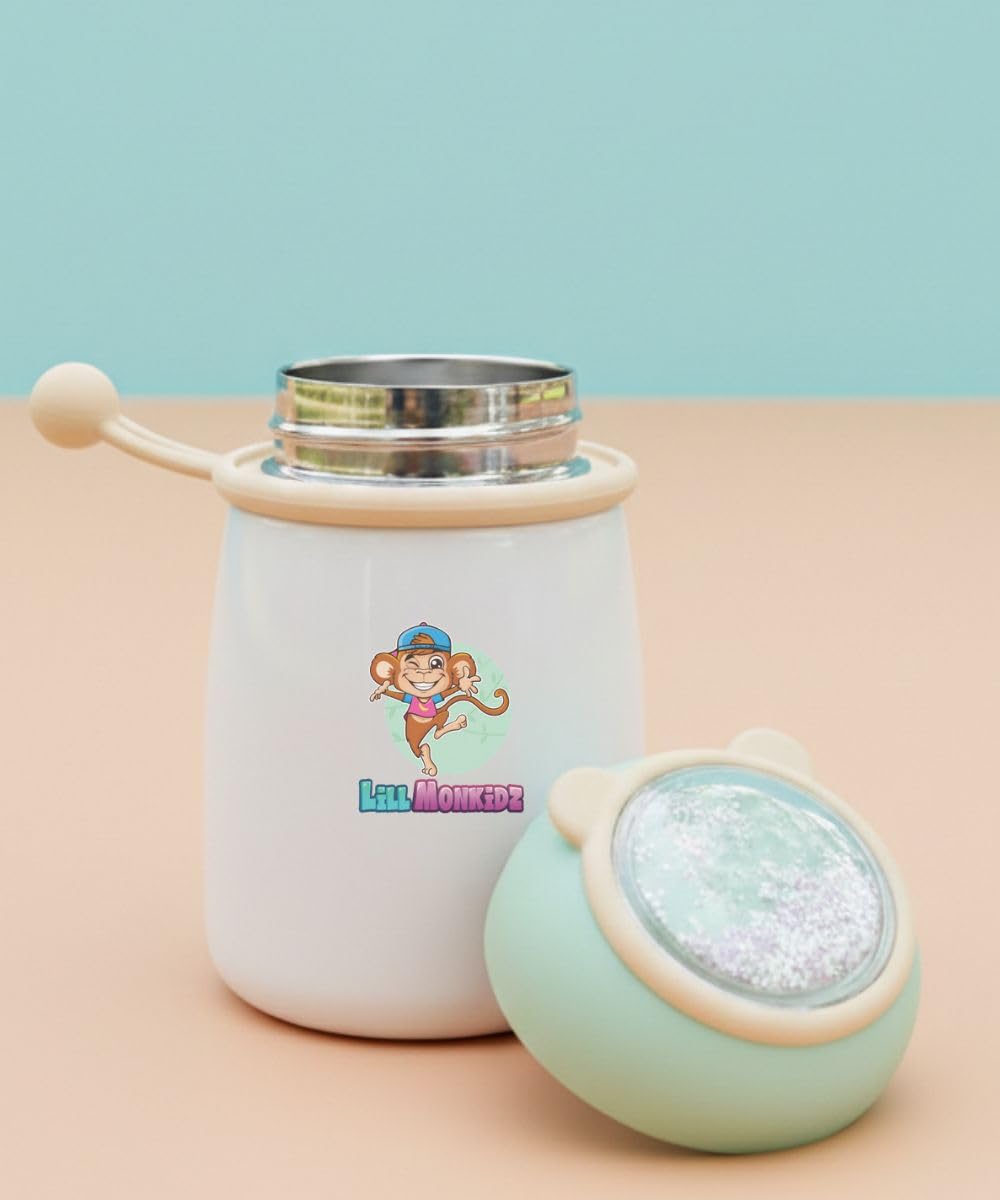 Vacuum Insulated Food Jar for Baby/Kids 350ml, Thermos Flask Keeps Food Warm for Up to 10 Hrs, Small Hot Box As Multipurpose Container for Storing (Green+Yellow)