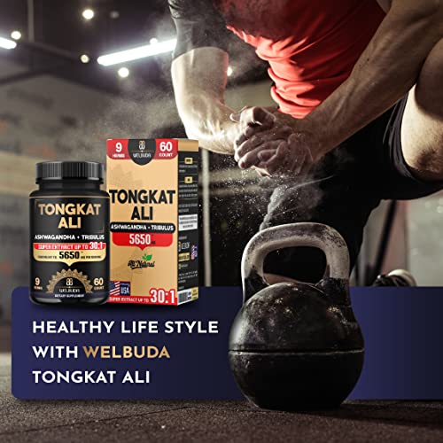 Extract Tongkat Ali Supplement 5650Mg For 4 Month Supply - Combined With Ashwagandha, Tribulus, Saw Palmetto, Turmeric, Ginger & More - Support Strength & Immune System - 2 Packs 60 Capsules #TOP5
