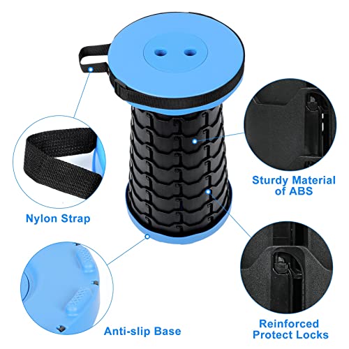 Image of VOLIXOD Foldable Telescoping Stool Portable, Retractable Stool for Adults, Upgraded Collapsible Folding Seats with Load Capacity 550lbs, Camping Stools for Adults