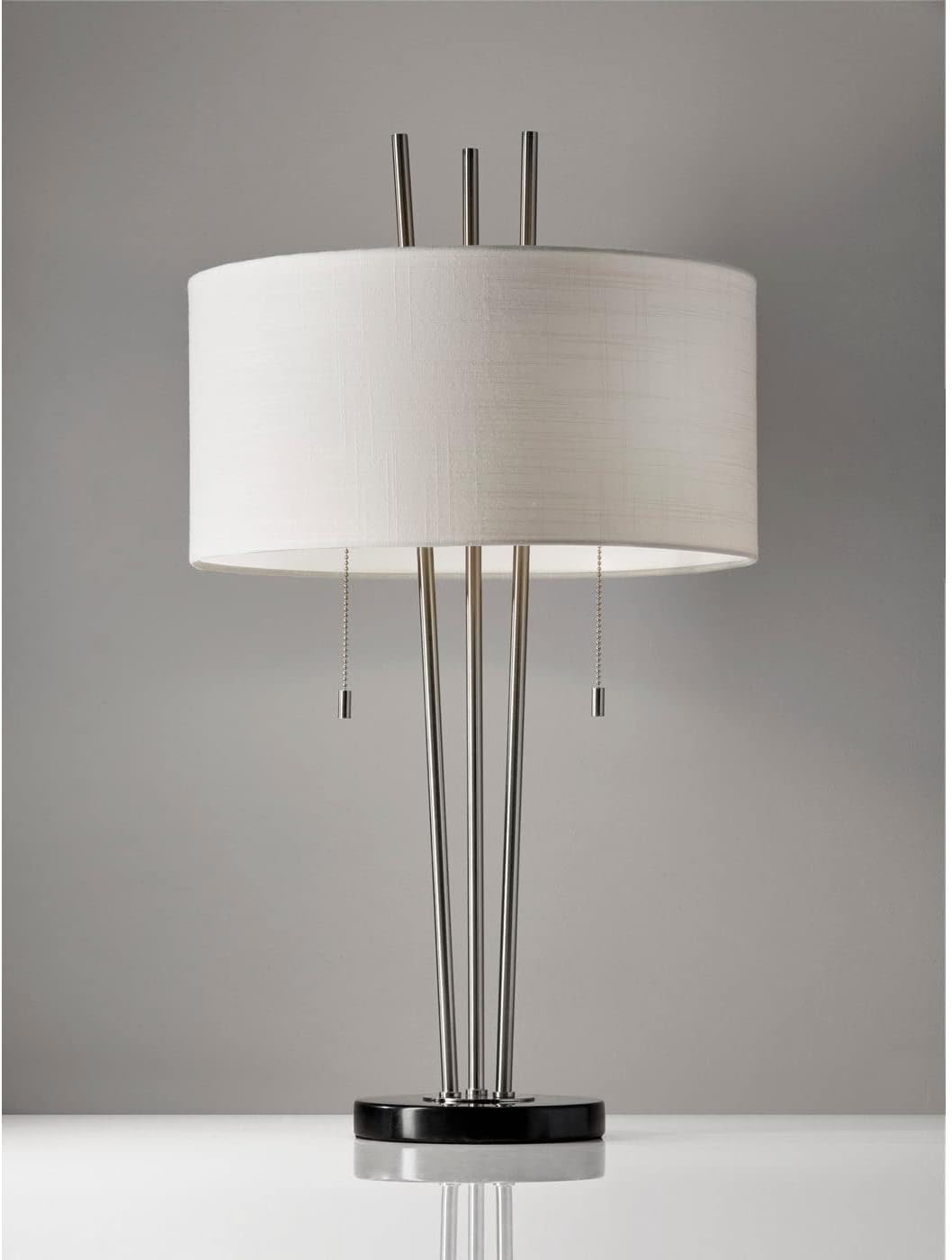Adesso 4072-22 Anderson Table Lamp, 58 in., 2 x 60W incandescent/13W CFL, Brushed Steel Finish, 1 Metal Lamp