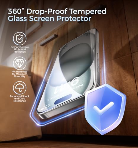 Image of MAGIC JOHN 3rd Gen Upgraded for iPhone 15 /iPhone 16 Screen Protector 6.1 Inch, HD Clear, Shatterproof Tempered Film, Bubble Free, Easy Installation, 2 Pack
