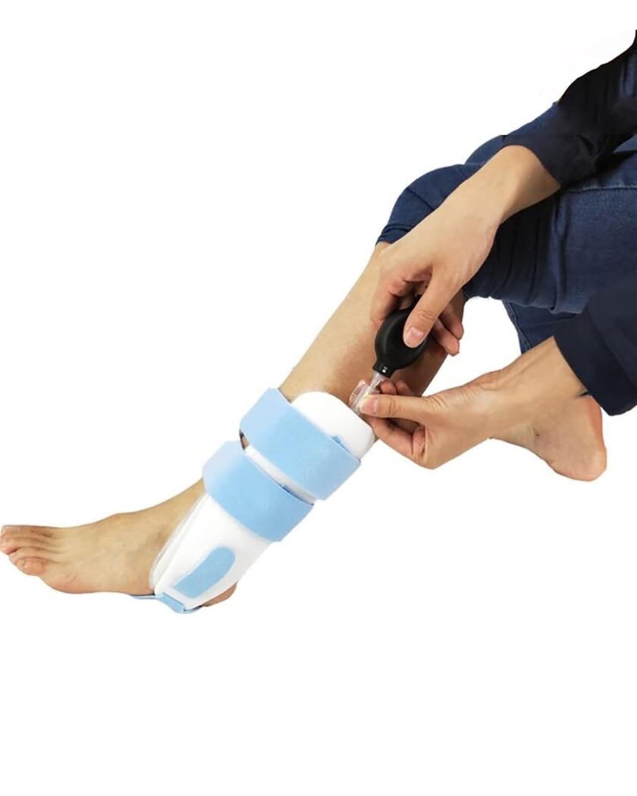 Férula de Tobillo Ajustable de Talla única, ortesis de pie Inflable, estabilizador, Doble Bolsa de Aire, Soporte de varo valgo de Tobillo para Restaurar esguinc