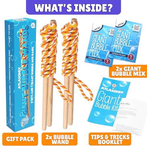 image for Atlasonix Giant Bubble Wand, Big Bubble Wand, Huge Rope, 2 Pack Giant 