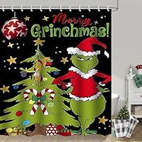 ALINK Winter Merry Christmas Tree Shower Curtain, Cute Snowflake Scene Waterproof Shower Curtains with Hooks for Bathroom Decor, Holiday Winter Gifts for Home Decorations, 72x72 Inches