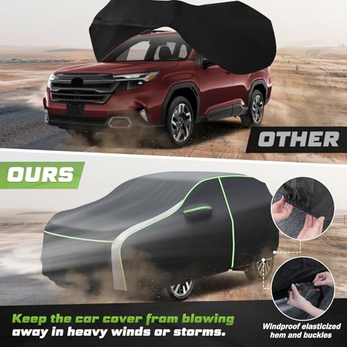 Image of Mixsuper Liner Car Cover for Forester 2009-2026, All Weather Car Cover for Forester, 7 Layers Waterproof Full Car Covers with Zipper Door Reflective Strips