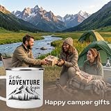 Camping Gifts for Men Enamel Mug, Cool Camping Coffee Cup 12oz, Lightweight and Durable Camp Mug for Outdoor Adventures, Unique Camper Gifts for Men, Funny Gifts for Camping Lovers
