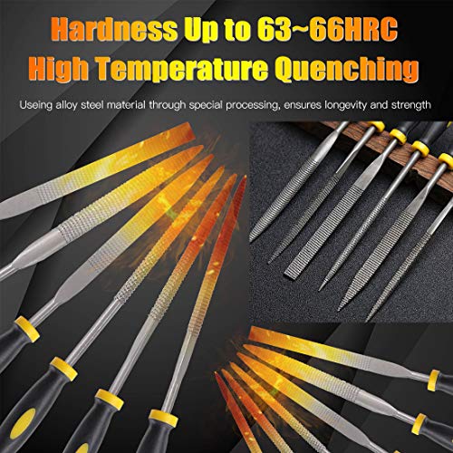 GLARKS 12-teiliges Mini-Holzraspel-Set mit Bürste und Aufbewahrungsbox mit 4 Schleifpapier zur Befestigung von Juwelieren, Diamanten, Holzschnitzereien