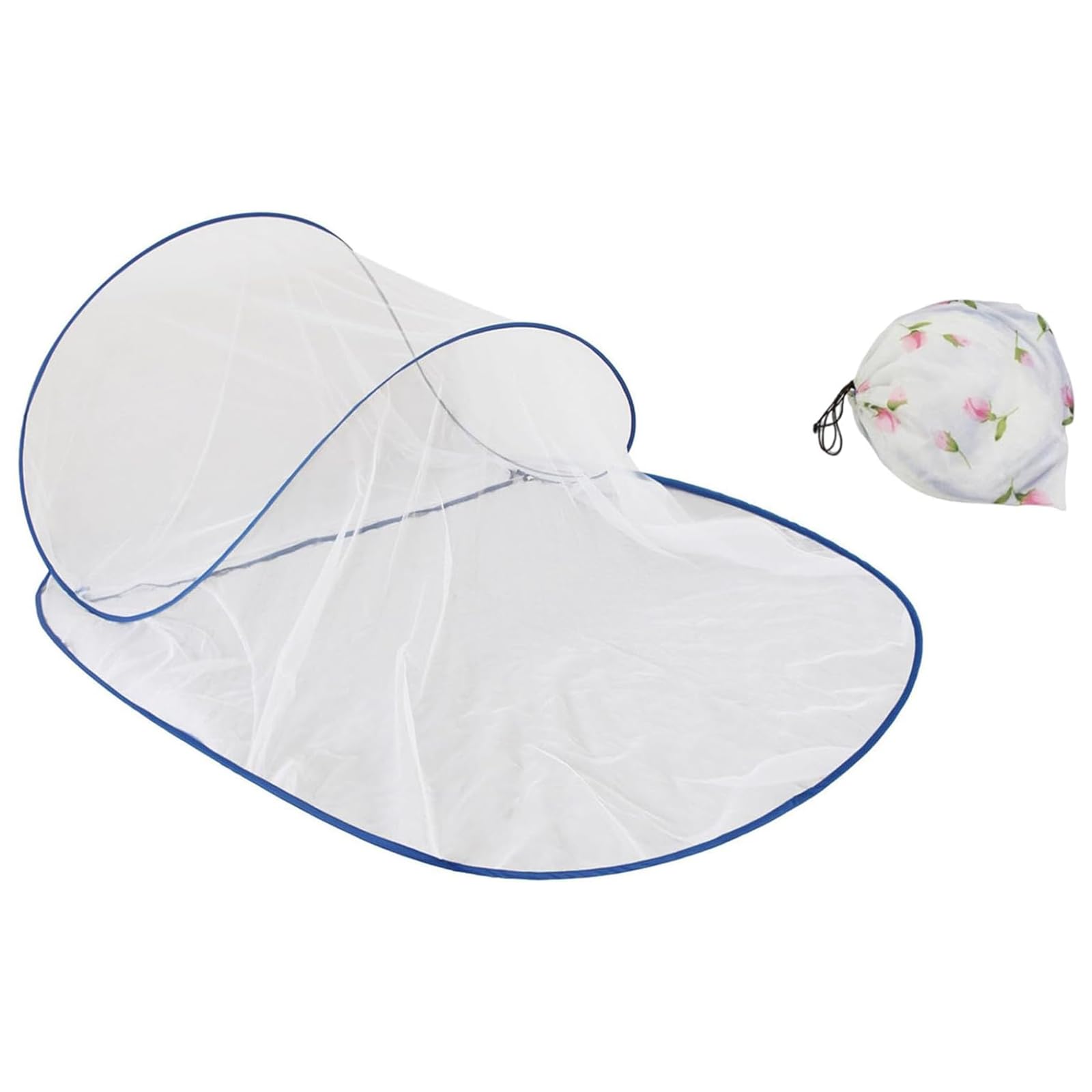 Moustiquaire De Voyage Pliable – Pour Lit Double 140 X 50 X 45 Cm, Bord Bleu, Protection Contre Les Insectes, Idéale Pour Camping, Maison Ou école