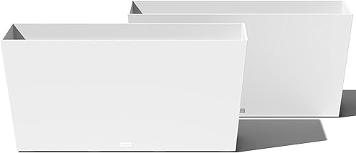 Veradek Pure Series Midori - Maceta rectangular grande para terrazaporche de interior o exterior, uso duradero para todo tipo de clima con agujeros