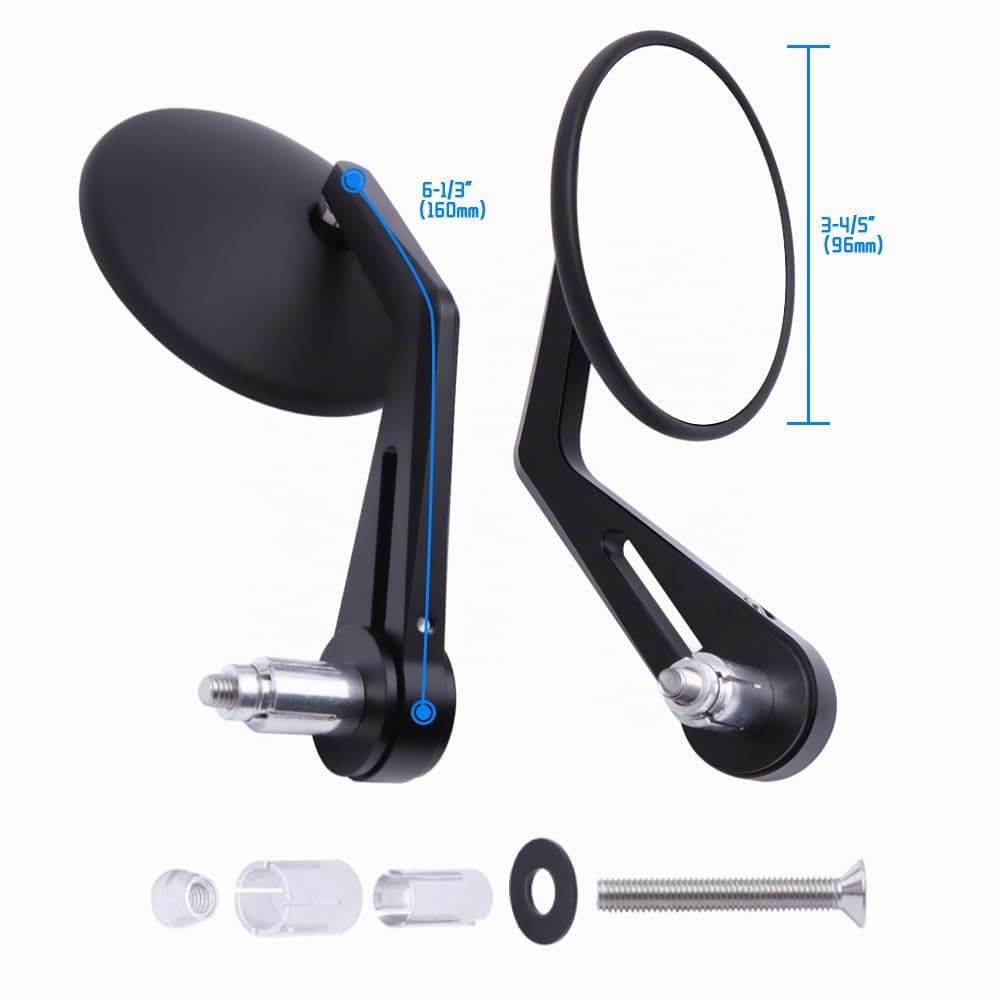 Retroviseur moto Homologués Latéral de Guidon 7/8" 22mm Rétroviseurs Latéraux Compatible avec Yamaha Kawasaki Suzuki Honda MT07 MT09 Z750 CB125R Z900 XSR700 Bobber