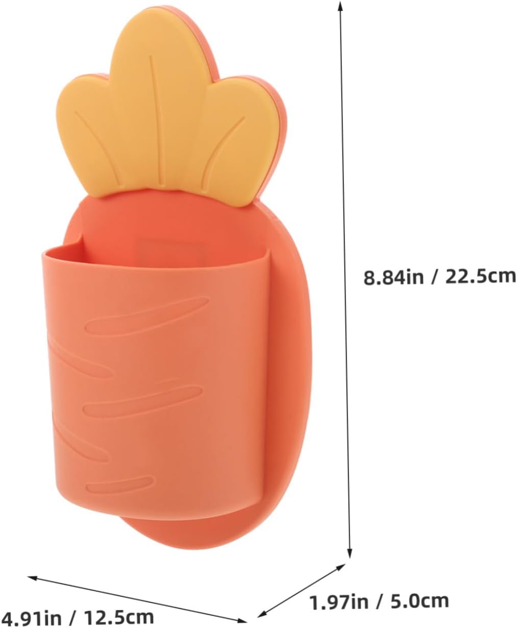 Carrot Silicone Storage Rack Self-Adhesive Wall Organizer Bathroom Sundries Holder Children Toothbrush and Comb Storage Creative and Functional Design for Easy Access image 2