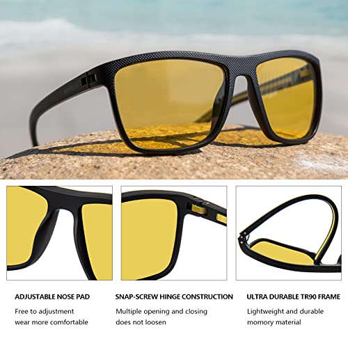 MAXJULI Polarized Sunglasses for Men, Sports Driving Fishing Light Frame UV400 Protection Square Sun Glasses 81354