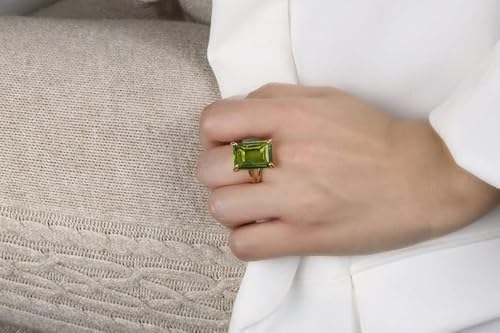 Peridot Rectangle Ring - Peridot Ring · Emerald Cut Ring · August Birthstone Ring · Green Gem Ring · Gifts For Mom (Baguette Peridot Ring) #TOP5