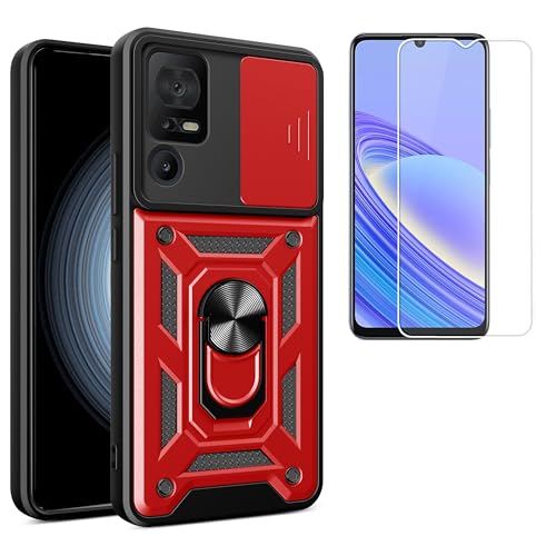 Coque TCL 40 XL T robuste avec protection écran verre trempé et support de téléphone Jitterbug Smart4