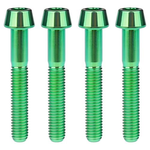 Image of Titanium Ti Bolt M5x9 16 18 20 25 30 35 40 45 50 55 60mm Tapered Head Screws Pack of 4 (M5x35mm, Green)