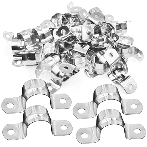 Abrazadera de correa de tubo, abrazadera de tubo de acero inoxidable, correas de tubo en forma de U, clip de sillín de dos agujeros, clips de tensión para fijar soporte de tubería de agua y tubería de