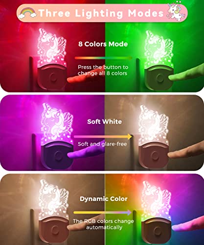 Image of L LOHAS LED Kids Night Light, Cute Horse Night Light for Kids, Colored Mode | Night Light with Dusk to Dawn Sensor, Acrylic Nursery Nightlight for Baby Room, Toddler Bedroom Decor & Gifts, 1 Pack