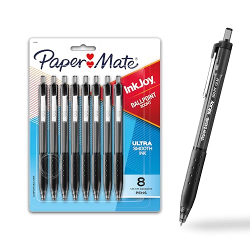Image of Paper Mate InkJoy 300RT Retractable Ballpoint Pens, Medium Point, Black, 8 Pack (1945920)