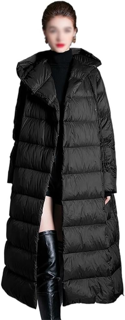 White Duck Down Hooded Down Jacket Women's Fall And Winter Medium-length Silhouette Down Jacket