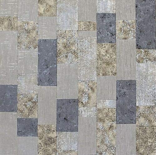 113 sq.ft Rolls Embossed Slavyanski wallcovering Faux Cork Tiles Texture Vinyl Non-Woven Modern Wallpaper Black Taupe Gold Gray Silver Metallic Textured Wall coverings 3D Contemporary wallcoverings