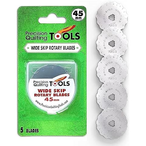 Precision Quilting Tools 45mm Crochet Edge Skip Blades (Pack of 5) Compatible with Cutter! Perfect Wide Skip Blade for Crochet Edge Projects, Fleece, and Scrapbooking! Cover