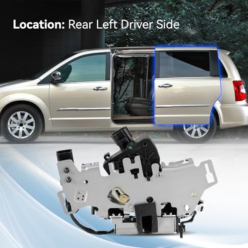 Image of 68030379AG 68030379AA Rear Left Door Lock Latch Actuator Fit for Chrysler Town & Country 2008-2015,Dodge Grand Caravan 2008-2018,Ram C /V 12-14 Rear Driver Side Door Latch Assembly 5020769AB,5020769AC