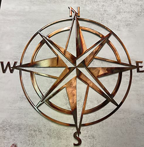 Generic Nautical Compass Rose Metal Wall Art Decor Copper Bronzed Plated  thumb #1