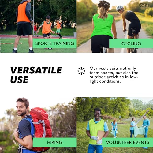 Image of GSi Sports Pinnies - Packs of 6 or 12 - Free Size - Mesh Training Vests for Soccer, Basketball - 6 Color Options