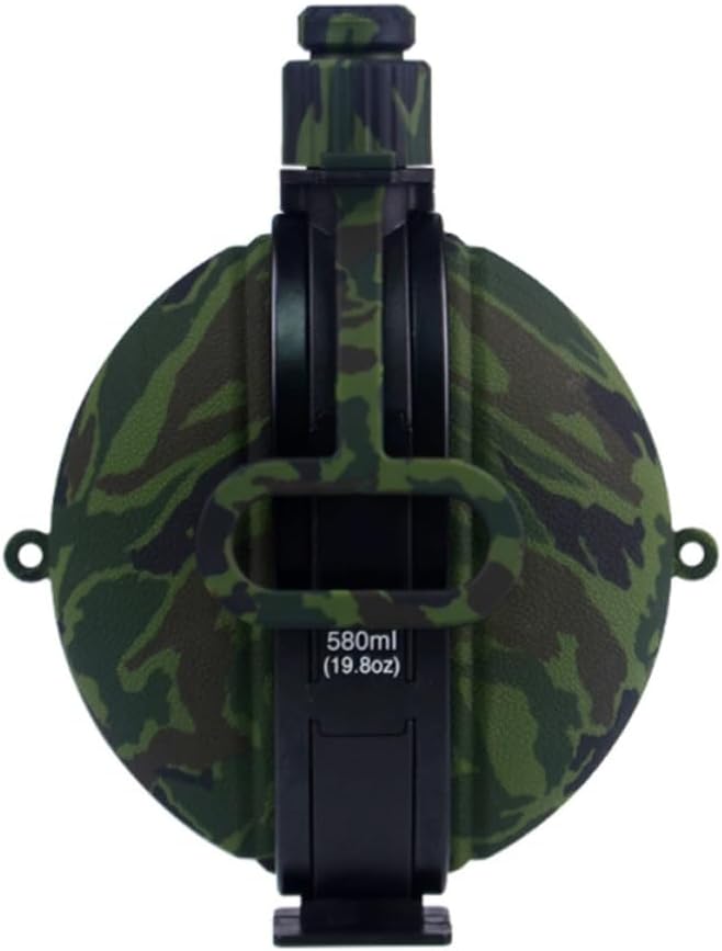 Garneck Military Water Canteen 580ml Silicone Foldable Bottle with Compass