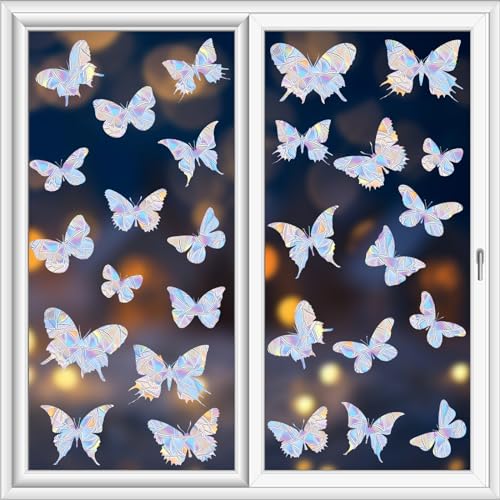 Oofwaapo BUTTERFLY-CLING Anti-Collision Window Clings For Glass Window - 28 Pcs Butterfly Rainbow Window Stickers Non Adhesive Prismatic Vinyl Decals thumb #1