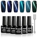 Vrenmol Magnetic 3D Cat Eye Gel Nail Polish Set Soak Off UV LED Lacquer Manicure Nail Art Gift Kit 6 Colors + Free Magnet Stick