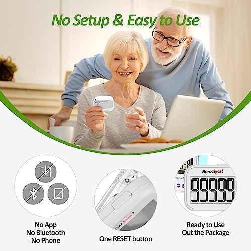 3D Pedometer for Walking, Simple Step Counter for Walking with Removable Clip and Lanyard, Accurate Pedometers for Steps and Miles, Step Tracker with Large Display for Men Women and Kids (White) - Thumbnail 4