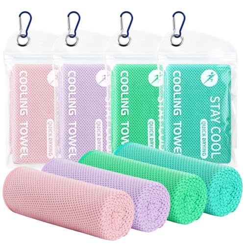 Cooling Towels - 4 Pack Gym Towels, Gym Towels for Working Out, Yoga Towel, Quick Dry Towel for Running, Camping, Fitness & More Activities