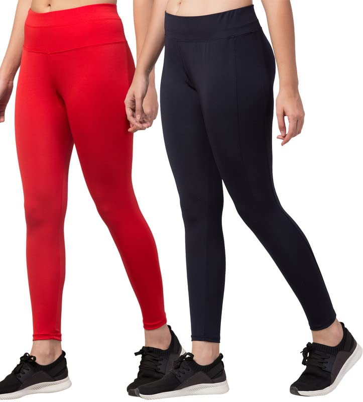 Image of BLUECON Gym wear Leggings Ankle Length Workout Pants | Stretchable Tights | Mid Waist Sports Fitness Yoga Track Pants for Girls & Women (Pack of 2)