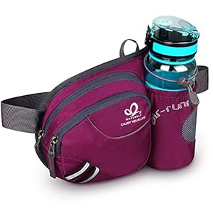 Waterfly Sac Banane Homme et Femme Sacoche Banane de Sport Ceinture de Course avec Porte Bouteille