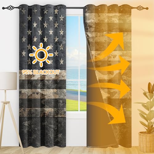 Rideaux Occultants Thermiques Isolants 280x260 Drapeau USA Militaire