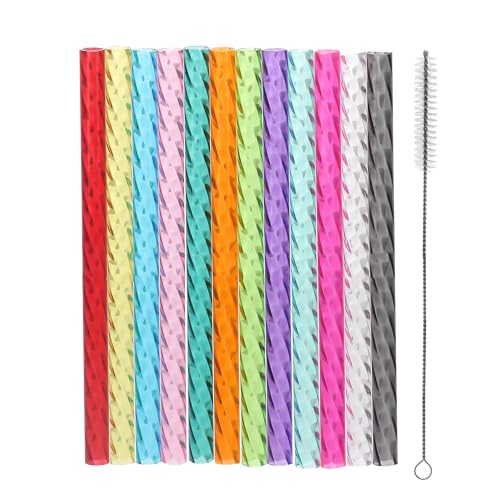 Reusable Clear Plastic Swirl Straws for Mason Jars (12 pcs)