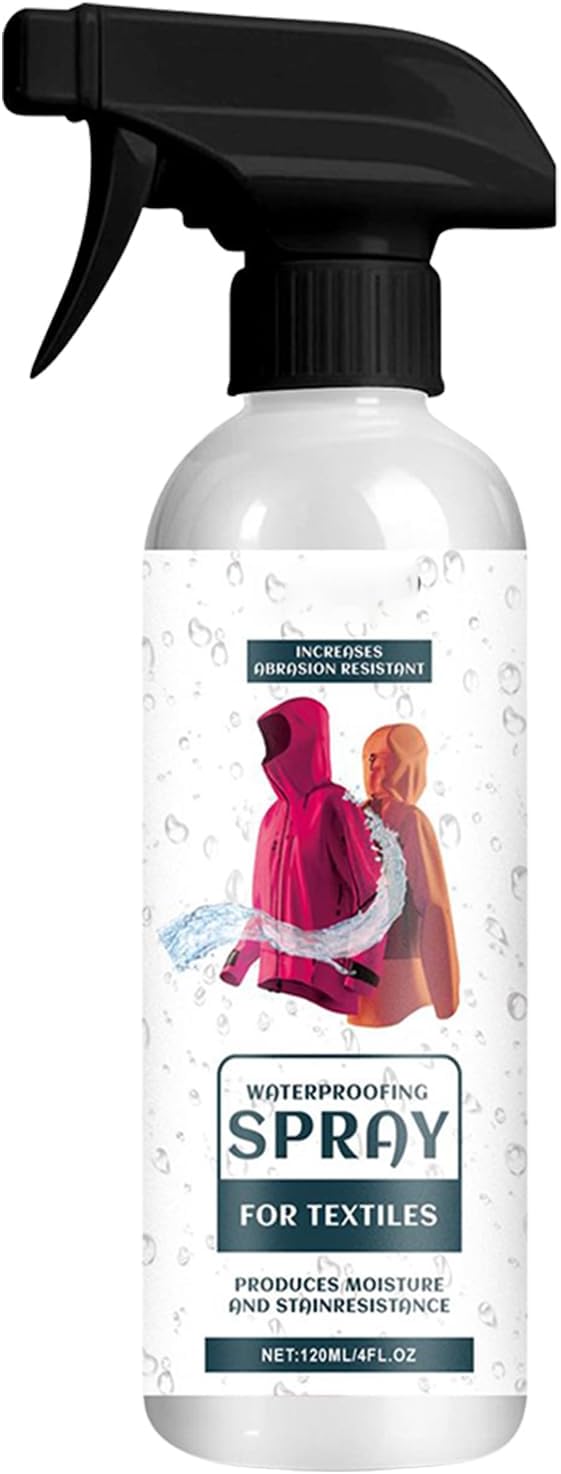 Waterproof Fabric Spray - Heavy Duty Water Shield, Clothing Protector with Quick Dry Formula, 120ml Outdoor Waterproofing Spray for Clothes Camping Hiking Fishing Skiing Travel