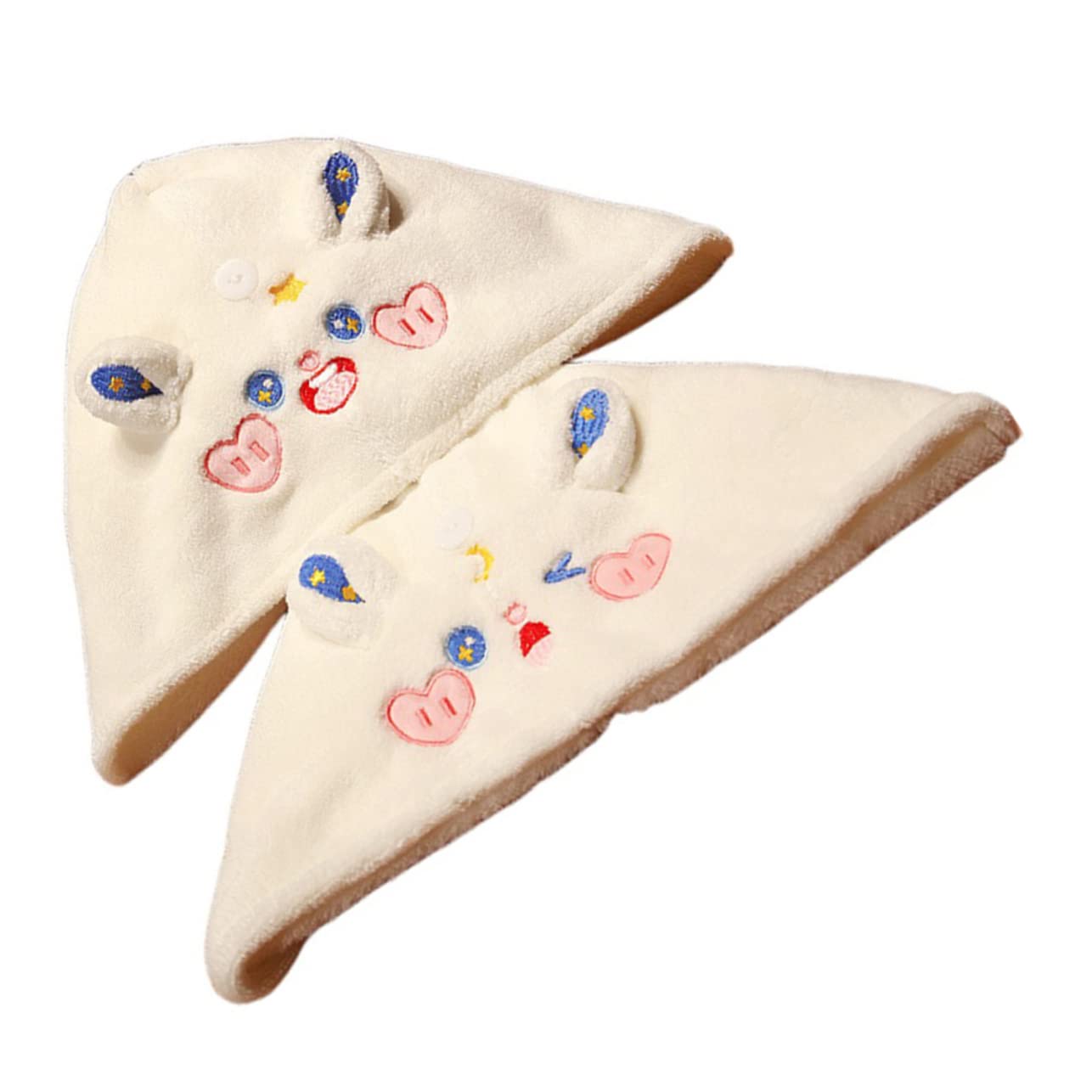 FRCOLOR Hair Drying Cap 2 Pack Turban for Women Absorbent Material Quick Dry Soft Fleece Fashionable Cartoon Head Towel