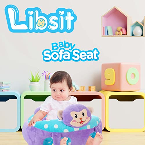 Baby-Sofa-Chair-Floor-Seat Baby-sit-me-up-Floor-seat Baby Learn Sitting Support Seats for Babies Pillow Bouncers Portable Bouncy Plush Cute Seat Cushion for 4-16 Months Toddler (Monkey) - Thumbnail 3