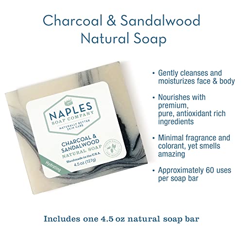 Naples Soap Company Natural Shea Butter And Olive Oil Soap Bar – Antioxidant-Rich Soap Bar Naturally Moisturizes For Smooth, Supple Skin – No Harmful Ingredients – Charcoal & Sandalwood, 4.5 Oz #TOP2