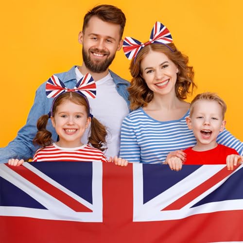 dinghaole Union Jack Bow Headband, England Flag Bow Headdress Headband, Perfect for the Kings Coronation, British Events and Other Fancy Dress Events, for Women and Girls Celebrating National Event - Image 4