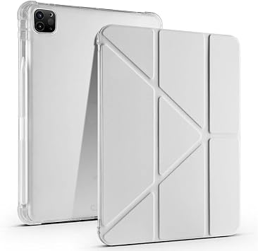 Sneezy Apple iPad Pro 11 inç 3. Nesil M1 2021 ile Uyumlu Katlanabilir Üçgen Kalem Şarj Bölmeli Standlı Akıllı Kılıf Gri