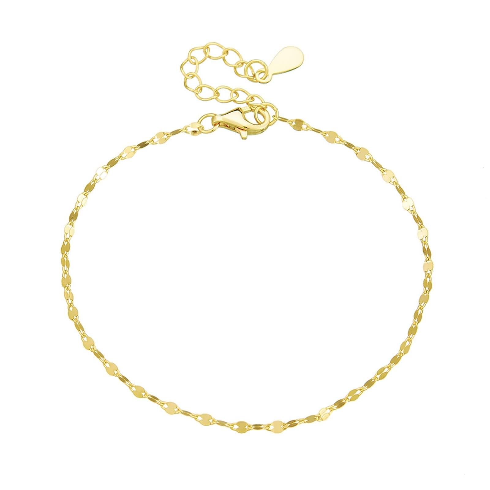 Pulsera para mujer, pulsera de eslabones de cadena para mujer, cadena de oro amarillo, joyería delicada